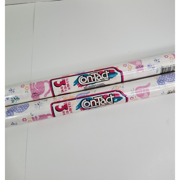 Vtg 2 Rolls Contact Paper 90s Cats Galore 9R53 Self Adhesive Rubbermaid - Picture 2 of 7